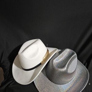 Stylish White and Silver Women's Cowboy Hats